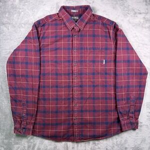 Eddie Bauer Flannel Shirt Men's TXL Red Plaid Cotton Button Down Classic Fit